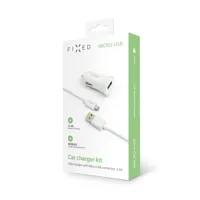 Set autonabíječky FIXED s USB výstupem a USB/micro USB kabelu, 1 metr, 12W, bílá (4)