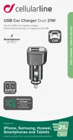 Mini nabíjačka do auta CellularLine Dual Plus s výstupom 2xUSB, max. 21 W/4,2 A, čierna (2)