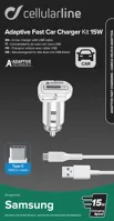 Set Cellularline autonabíječky a USB-C kabelu, adaptivní nabíjení, 15W, bílá (1)